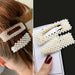 Handmade Pearls Hair Clips Pin Women Fashion Geometric Flower Barrettes Headwear