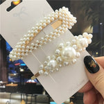 Handmade Pearls Hair Clips Pin Women Fashion Geometric Flower Barrettes Headwear