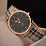 Luxury Fashion Quartz Ladies Watch Plaid Clock Rose Gold Dial Casual Wristwatch