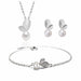 Sterling Silver Jewelry Set Bud Leaf Pearl Necklace Earrings Bracelet Women Jewelry
