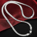 925 Sterling Silver 6mm Sideways Necklace Chain Woman Fashion Jewelry