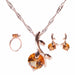 Bridal Necklace Earrings Ring Wedding Crystal Women Fashion Jewelry Set