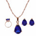 Bridal Necklace Earrings Ring Wedding Crystal Women Fashion Jewelry Set