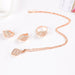 Bridal Necklace Earrings Ring Wedding Crystal Women Fashion Jewelry Set
