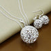 925 Sterling Silver Jewelry Sets Insect Moon Round Ball Necklace Earrings Sets