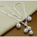 925 Sterling Silver Jewelry Sets Insect Moon Round Ball Necklace Earrings Sets