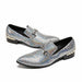 Genuine Leather Men's Flats Men Shinny Silver Glitter Shoes Prom & Party Male Loafers