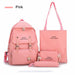 5 Piece Set High School Backpack Bags Canvas Travel Backpack Teen Student Schoolbag