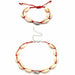 Vintage Beach Jewelry Bohemian Shell Hand-Woven Pendant Necklace Bracelet Set
