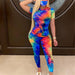 Tie-Dye Two Piece Set Women Casual Sportswear Sweat Suit Short Sleeve Top and Shorts Set