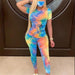 Tie-Dye Two Piece Set Women Casual Sportswear Sweat Suit Short Sleeve Top and Shorts Set