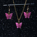 Acrylic Butterfly Pendant Earrings Necklace Combination Set Sweet Style Alloy Jewelry Set