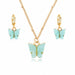 Acrylic Butterfly Pendant Earrings Necklace Combination Set Sweet Style Alloy Jewelry Set