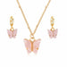 Acrylic Butterfly Pendant Earrings Necklace Combination Set Sweet Style Alloy Jewelry Set