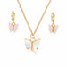 Acrylic Butterfly Pendant Earrings Necklace Combination Set Sweet Style Alloy Jewelry Set