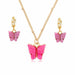 Acrylic Butterfly Pendant Earrings Necklace Combination Set Sweet Style Alloy Jewelry Set