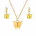 Acrylic Butterfly Pendant Earrings Necklace Combination Set Sweet Style Alloy Jewelry Set