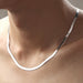 925 Sterling Silver Flat Chain Necklace Women Trendy Jewelry