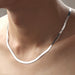 925 Sterling Silver Flat Chain Necklace Women Trendy Jewelry