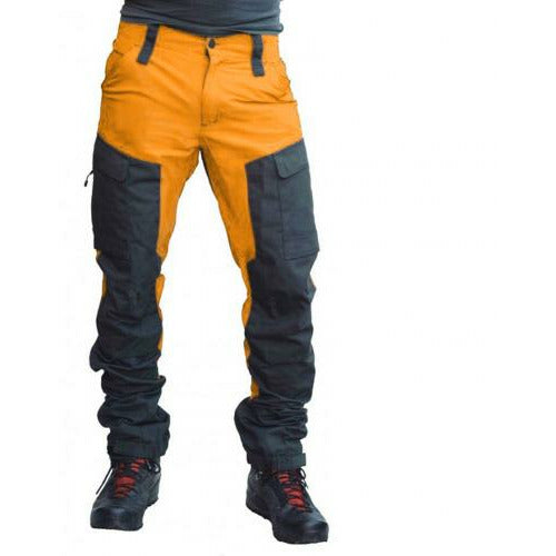 Casual Men Fashion Color Block Multi Pockets Cargo Pants Work Trousers ...