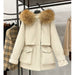Raccoon Fox Fur Hooded Winter Coat Women White Duck Down Jacket