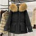 Raccoon Fox Fur Hooded Winter Coat Women White Duck Down Jacket