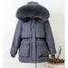 Raccoon Fox Fur Hooded Winter Coat Women White Duck Down Jacket