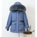 Raccoon Fox Fur Hooded Winter Coat Women White Duck Down Jacket