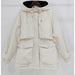 Raccoon Fox Fur Hooded Winter Coat Women White Duck Down Jacket