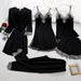 5PC Silk Robe Sleep Suit Women Lace Satin Gown Set V-Neck Nightwear Cami Pajama Set