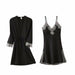 5PC Silk Robe Sleep Suit Women Lace Satin Gown Set V-Neck Nightwear Cami Pajama Set
