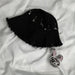 Goth Girl Hat Trendy High Street Hip Hop Pin Rings Dark Cross Bucket Caps
