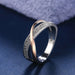 Fresh Two Tone X Shape Cross Ring for Women Wedding Trendy Jewelry