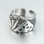 Playing Card Chunky Cubic Zirconia Engraved Sterling Silver Ring Vintage Jewelry