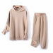 Fall Winter Women Sets Extra Long Hooded Suits Fleece Oversized Sweatshirt Elastic Waist Harem Pants