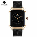 Top Brand Luxury Women Quartz Wristwatch Fashion Elegant Black Leather Watch For Women