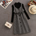 Streetwear Two Piece Dress Women Autumn Winter Knee-Length Dress With Belt Plus Size Elegant Party Dress