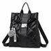 Fashion Multifunction Backpack Women Plaid Leather Small Travel Bags
