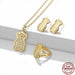 Classic Art Hollow Heart Bear Shape Pendant Necklace Earrings Ring Set Women Fashion Jewelry Sets