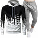2 Pieces Sets Tracksuit Men Hooded Sweatshirt+Pants Pullover Hoodie Sportswear