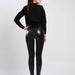 Women Winter Leather Pants High Waist Stretch Warm Velvet Leggings Pants