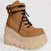 High Platform Ankle Boots Leather Fashion Wedges Women High Heels Shoes