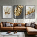 Golden Abstract Leaf Flower Wall Art Canvas Painting Home Decoration