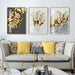 Golden Abstract Leaf Flower Wall Art Canvas Painting Home Decoration