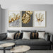 Golden Abstract Leaf Flower Wall Art Canvas Painting Home Decoration