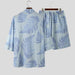 Printed Streetwear Men Open Stitch Cardigan Tops Chic Shorts Hawaiian Sets