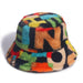 Women Men Winter Soft Warm Hats Outdoor Multicolor Rainbow Faux Fur Bucket Hats