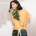 Pajamas Set Women Sleepwear Female Floral Printed Contrasting Color Pajamas Tops With Long Trousers
