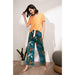 Pajamas Set Women Sleepwear Female Floral Printed Contrasting Color Pajamas Tops With Long Trousers