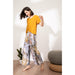 Pajamas Set Women Sleepwear Female Floral Printed Contrasting Color Pajamas Tops With Long Trousers